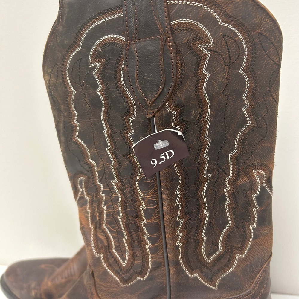 J.B. Dillon Western Boots Mens 9.5D Brown Goat Leather JBM3205 Stitching - Picture 3 of 9